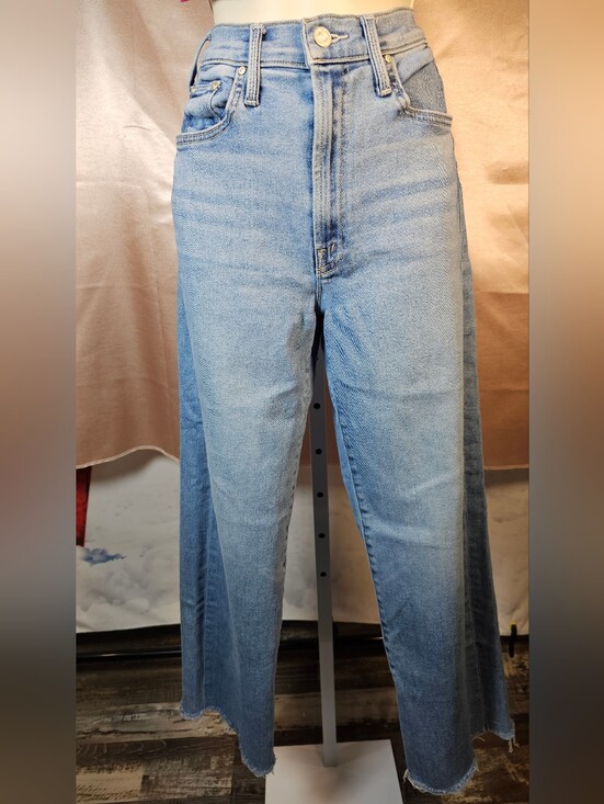 MOTHER Denim - MOTHER The Rambler Zip Ankle Jeans Size 26 High Rise Wide Straight Raw Hem